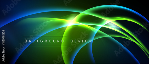 Abstract vibrant lines create dynamic energy. Blue, green, yellow hues blend seamlessly. Modern design element for backgrounds.