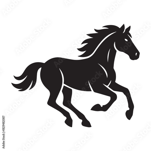 Black Horse run vector logo design .