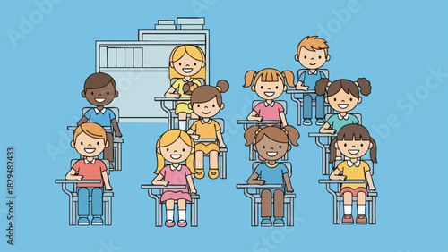 Diverse Students in Classroom Setting, Learning Together, Education and Inclusivity.