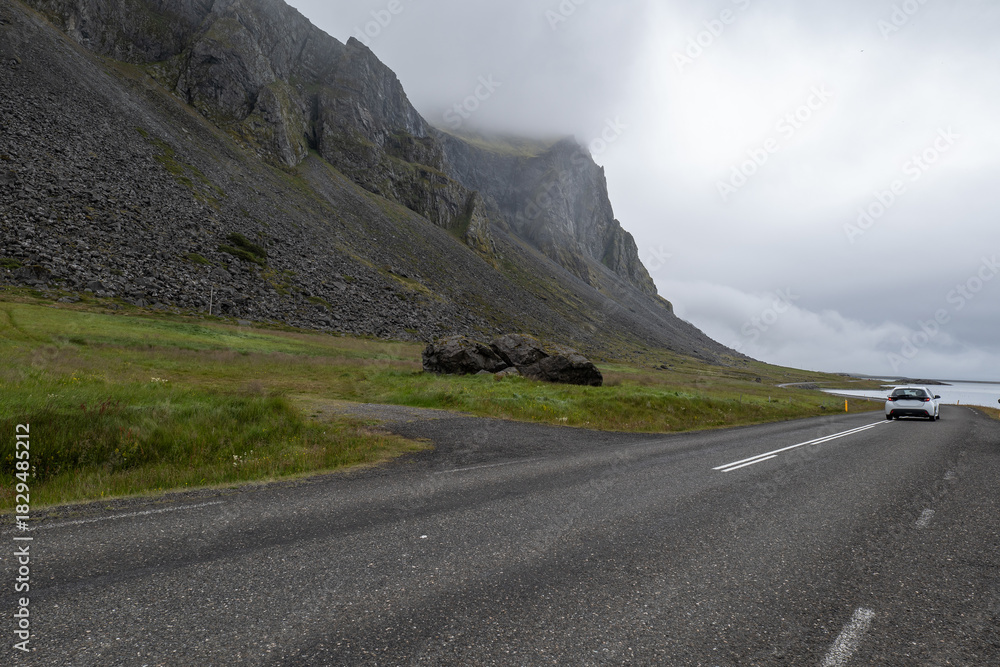 Naklejka premium motorway in landscapes of Iceland