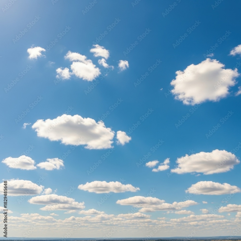 Obraz premium Clear Blue Sky with Fluffy White Clouds