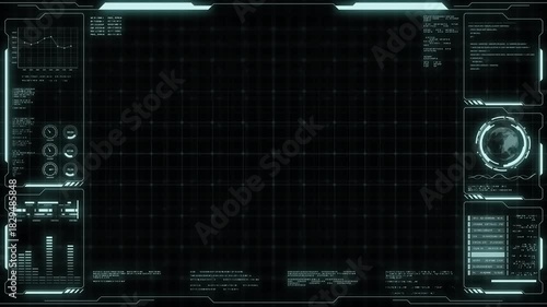 Digital HUD futuristic background motion graphic element cyber generated. Future technology interface data sci-fi display screen. Artificial intelligent analytic simulation, loop able video background