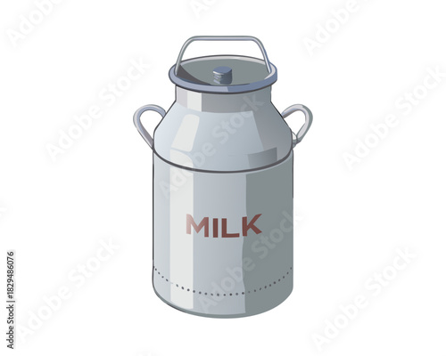 Antique metal milk container and vintage dairy jug