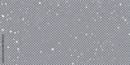 Falling snow overlay on transparent background for winter holiday designs