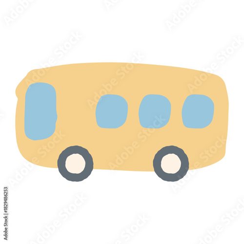 やさしい園じかんイラスト（主線なし・ゆるかわ）｜通園バスのイラスト