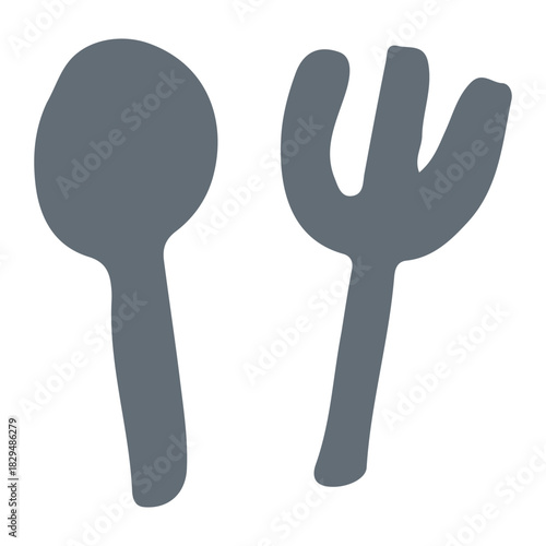 やさしい園じかんイラスト（主線なし・ゆるかわ）｜スプーン・フォークセットのイラスト