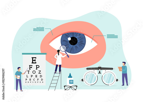 Medical ophthalmologist eyesight check stock illustration