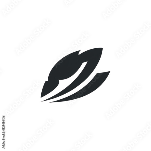 A minimalist black skill icon designed with a futuristic Web3-inspired silhouette, featuring dynamic abstract shapes that represent combat abilities or actions. Perfect for game HUDs, character skills