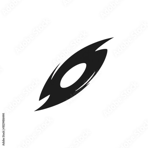 A minimalist black skill icon designed with a futuristic Web3-inspired silhouette, featuring dynamic abstract shapes that represent combat abilities or actions. Perfect for game HUDs, character skills