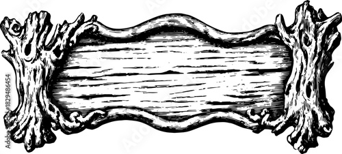 Vintage engraving of a decorative wood outline. Simple vector illustration with a textured frame design.