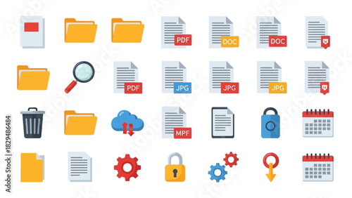 Collection of File and Folder Icons for Data Management.