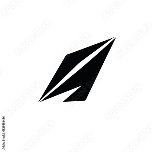 A minimalist black skill icon designed with a futuristic Web3-inspired silhouette, featuring dynamic abstract shapes that represent combat abilities or actions. Perfect for game HUDs, character skills