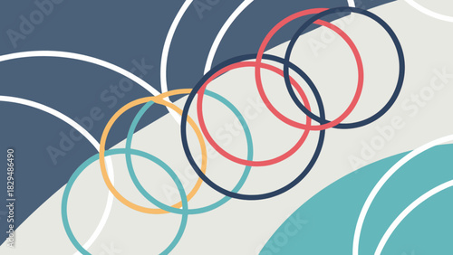 Abstract background with overlapping circles in various colors on a patterned backdrop design