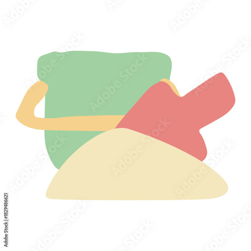 やさしい園じかんイラスト（主線なし・ゆるかわ）｜お砂場セットのイラスト