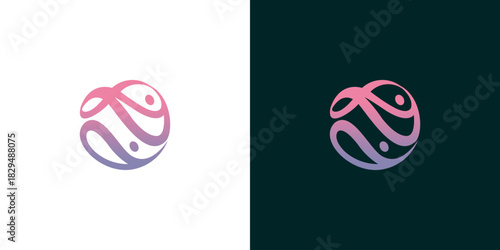 Abstract Circular Logo Design with Gradient Colors, Representing Connection and Flow