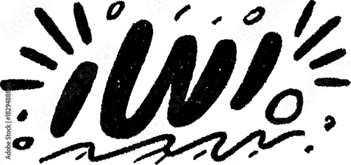 Bold handwritten text vector illustration saying "iwi." This graphic features a modern black design with a simple yet artistic doodle style.