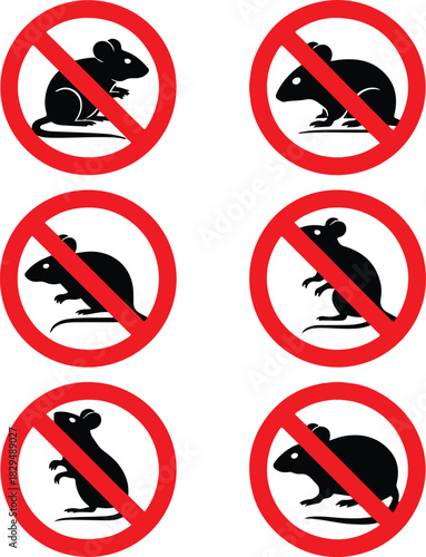 Set of anti pest signs with rats