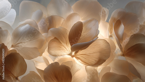 Abstract floral arrangement with soft light and delicate petals.