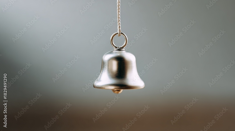 Obraz premium A small silver bell hangs gracefully