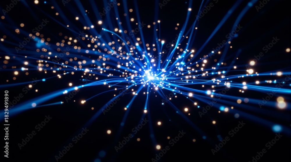 Obraz premium Abstract Blue Digital Technology Background - AI Data Network Business Presentation