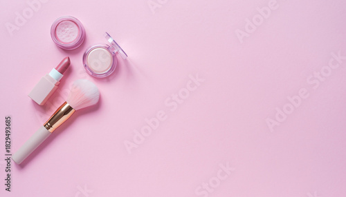 Wallpaper Mural Delicate pink makeup essentials for a flawless look, perfect for beauty blogs and social media, showcasing elegance and style with a modern aesthetic Torontodigital.ca