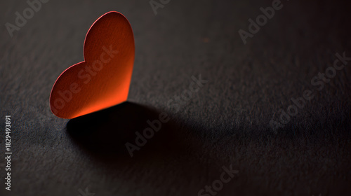 adoration. A red heart symbol stands out against a textured black background with a warm glow. wellbeing guides, coaching materials, designed for coaching and self-improvement content.
