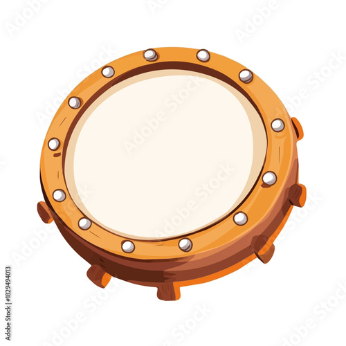 Modern flat 2D vector illustration of Tambourine Skin, clean and minimal design, isolated on white background.