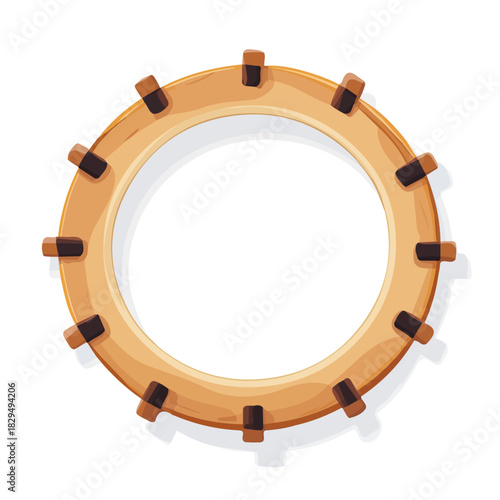 Flat 2D vector illustration of Tambourine Skin, simple icon style on a clean white background.