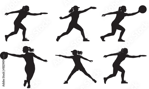 Diverse athletic poses of women in dynamic silhouette imagery