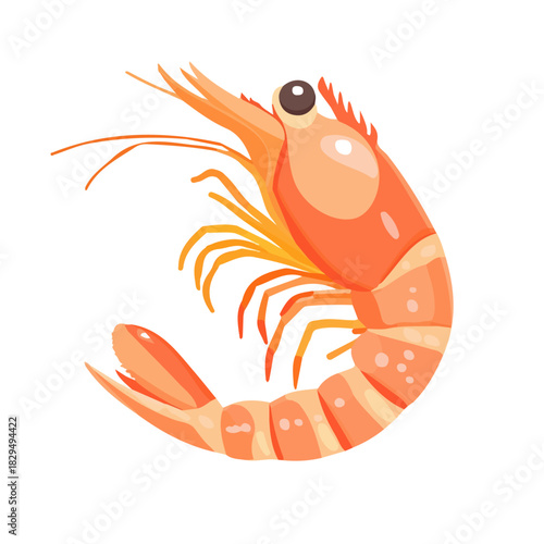 Simple flat 2D vector graphic of Shrimp Scampi, modern icon look, displayed on a pure white background.