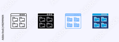 File Storage Icon Set Multiple Style Collection Element For Design