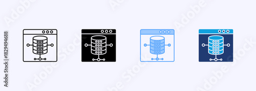 Server Icon Set Multiple Style Collection Element For Design