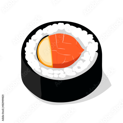 Simple flat 2D vector graphic of Sushi, modern icon look, displayed on a pure white background.