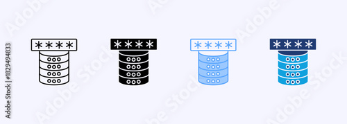 Database Password Icon Set Multiple Style Collection Element For Design