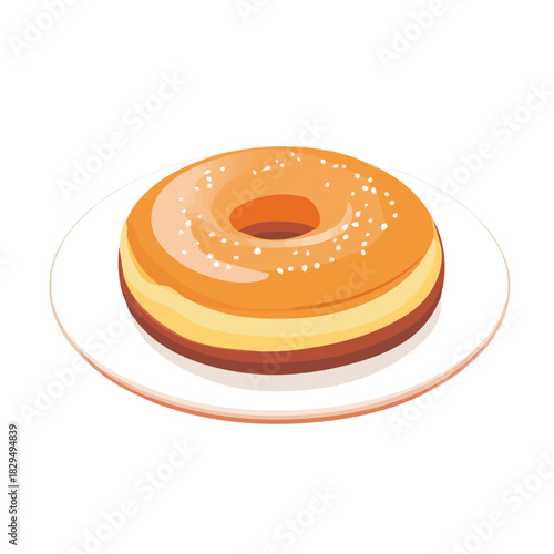 Simple flat 2D vector graphic of Sufganiyah, modern icon look, displayed on a pure white background.