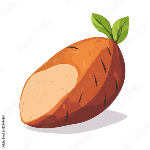 Sweet Potato, modern 2D flat vector illustration in icon style, isolated on pure white background.