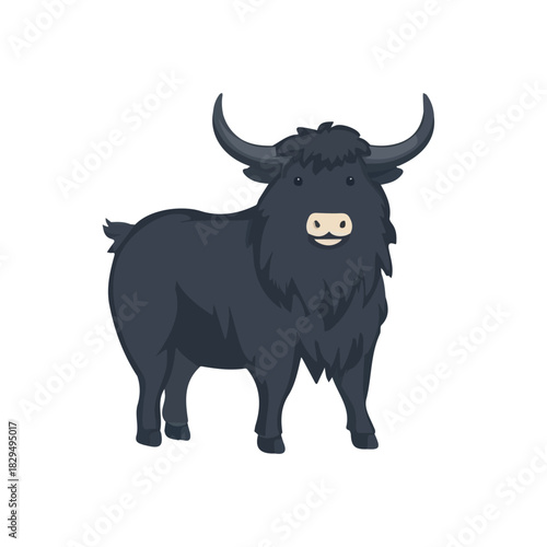 2D flat vector illustration of Yak, designed in a clean icon style and isolated on a white background.
