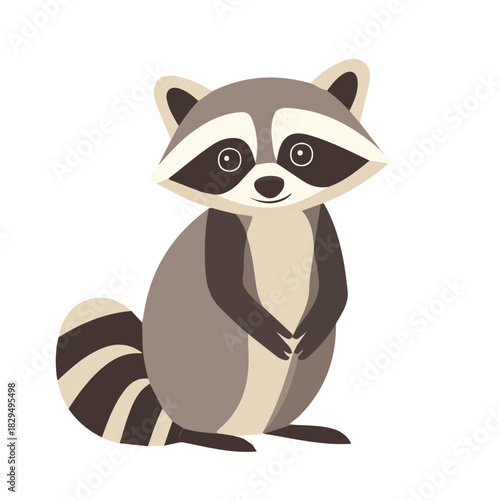 2D flat vector illustration of Raccoon, designed in a clean icon style and isolated on a white background.