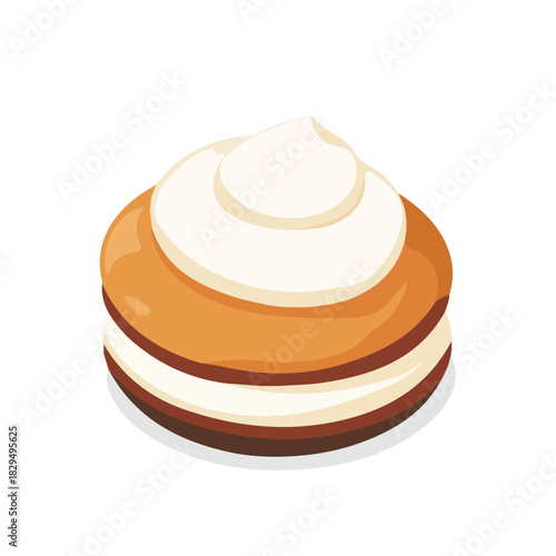 Simple flat 2D vector graphic of Semla, modern icon look, displayed on a pure white background.