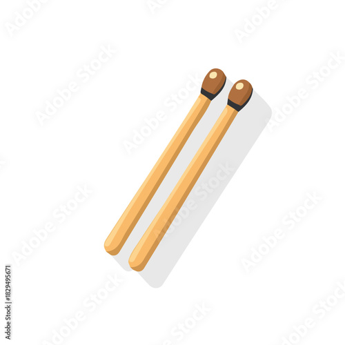 Simple flat 2D vector graphic of Timpani Drumsticks, modern icon look, displayed on a pure white background.