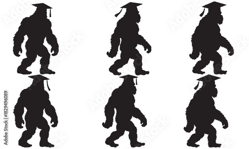 Bigfoot graduation silhouette animation frames showing walking cycles