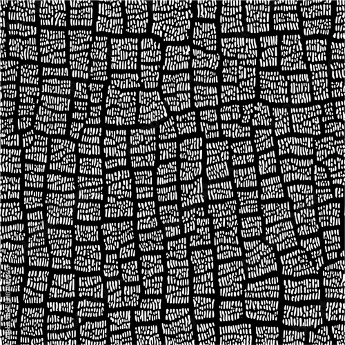 A mesmerizing black and white seamless pattern, evoking the essence of cracked earth, presents a unique and intricate design, resulting in a visually striking texture