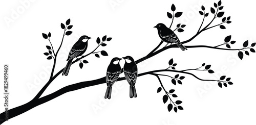 Black Icons for Nature, Romance, Spring Decoration, Marriage, and Simple Wall Art Design.