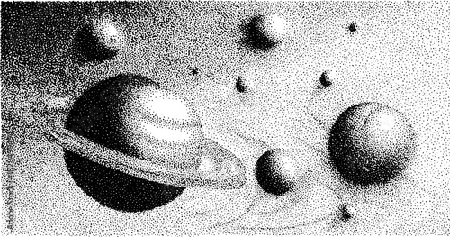 Space illustration featuring celestial bodies in black and white. This vector set showcases planets within the solar system in a textured style.