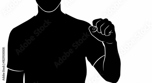 Silhouette of a person making a fist gesture.