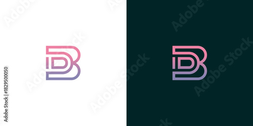 Sleek and modern monogram logo design featuring intertwined 'DB' letters with a vibrant gradient color scheme, suitable for branding and corporate identity solutions