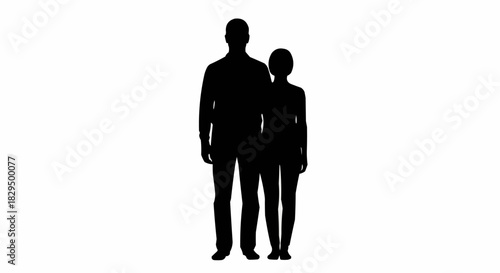 Black silhouette of a man and woman standing together as a couple.