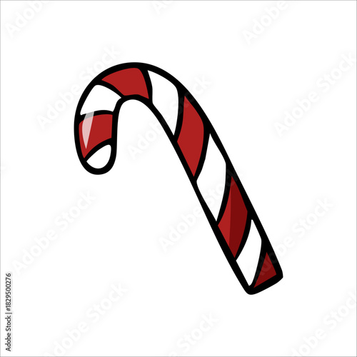 Vector hand drawn color illustration of New Year's red lollipop on white background