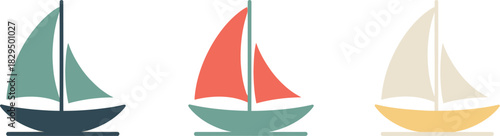 Colorful sailboats in a simple and clean vector illustration perfect for summer travel