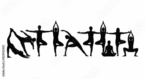 Yoga poses silhouette collection for fitness and wellness activities.